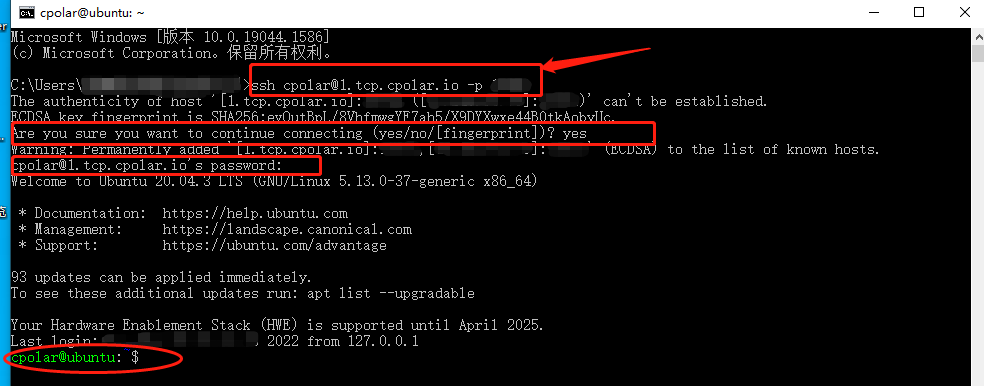 如何在外SSH远程连接Ubuntu系统【无公网IP】_Windows_08