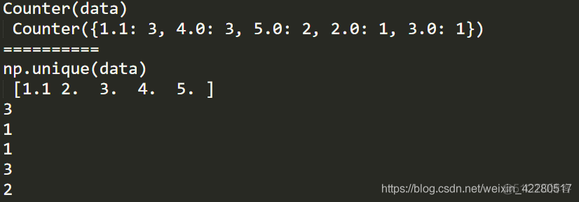 python numpy counts 统计数量 numpy 统计出现次数_数组