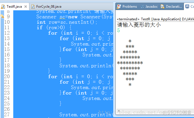 python用循环写法画菱形 用for循环编写菱形图案_i++