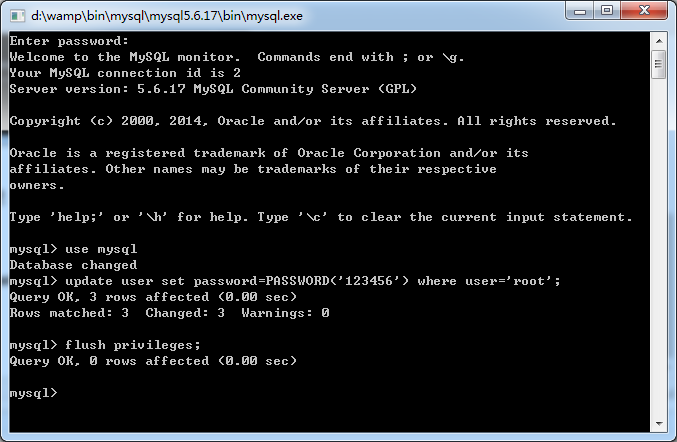 WAMP中的MySQL设置默认密码 wamp配置mysql_mysql_06