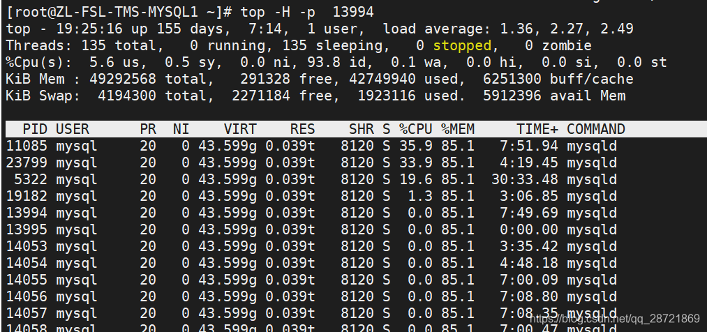 [转帖]快速定位MySQL数据库当前消耗CPU最高的sql语句_MySQL