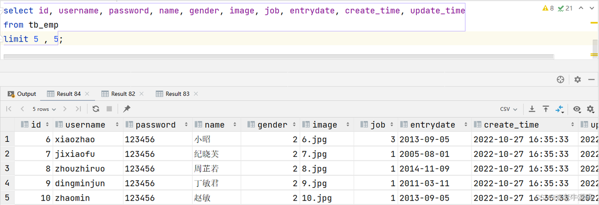 【JaveWeb教程】（20） MySQL数据库开发之 基本查询、条件查询、聚合函数、分组查询、排序查询、分页查询 详细代码示例讲解_数据库开发_30