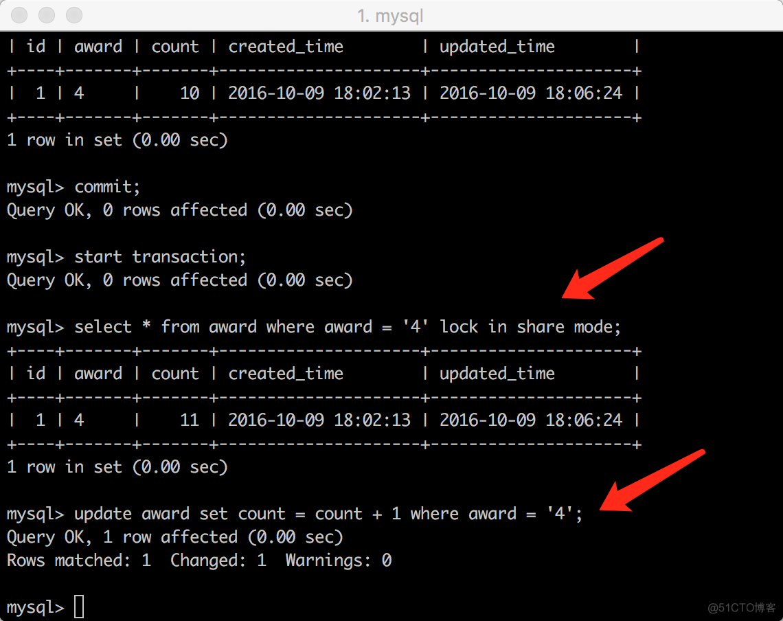 [MySQL] 行级锁SELECT ... LOCK IN SHARE MODE 和 SELECT ... FOR UPDATE_数据