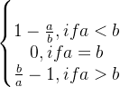 \left\{\begin{matrix} & \\ 1-\frac{a}{b} , if a<b & \\ 0,if a=b & \\\frac{b}{a}-1 ,if a>b \end{matrix}\right.