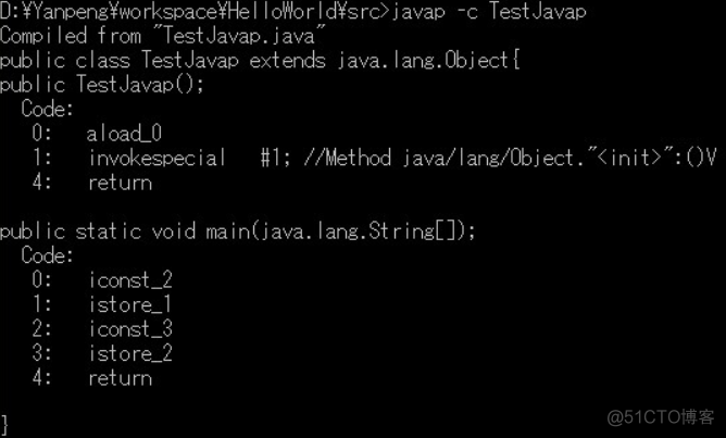 JAVA字节码反汇编之后的汇编语言是基于什么cpu javap –c命令可以反汇编代码_java $p_02