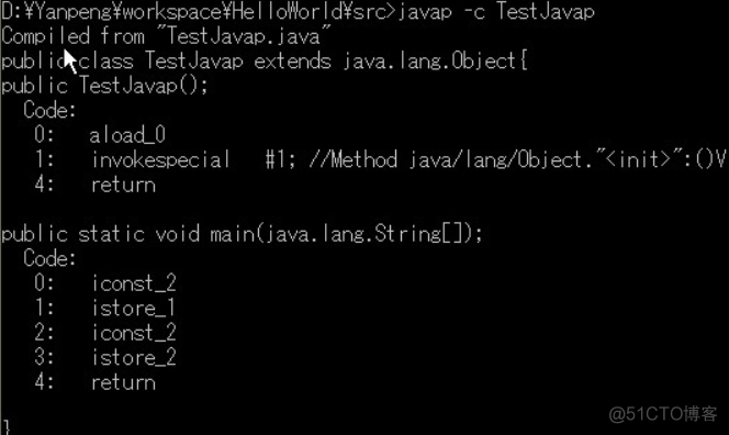 JAVA字节码反汇编之后的汇编语言是基于什么cpu javap –c命令可以反汇编代码_堆栈_04