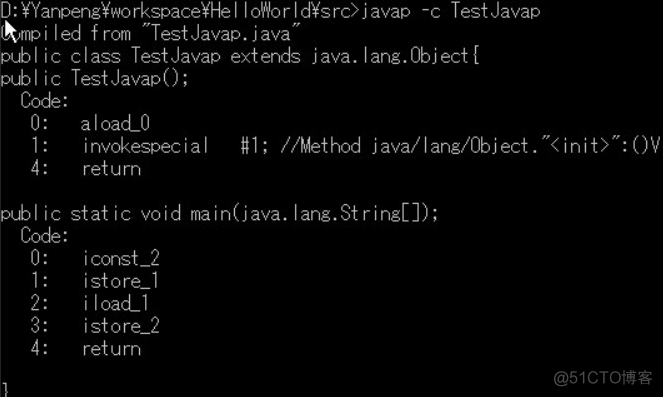 JAVA字节码反汇编之后的汇编语言是基于什么cpu javap –c命令可以反汇编代码_java $p_06