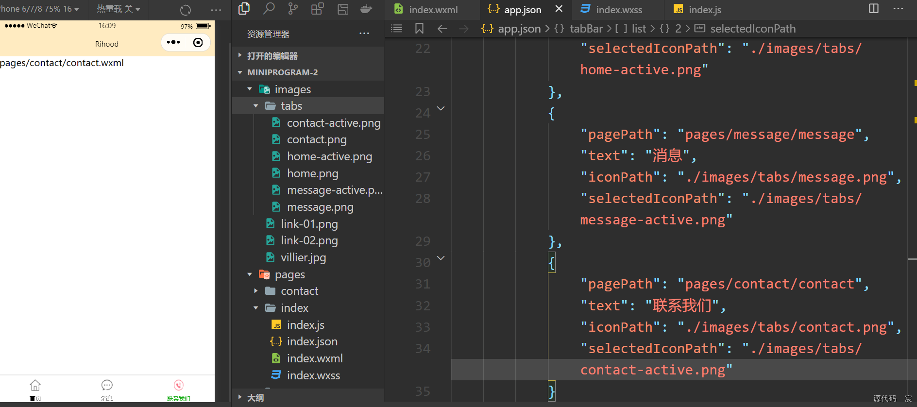 微信开发者工具打开微信页面 微信开发者工具按钮_json_160