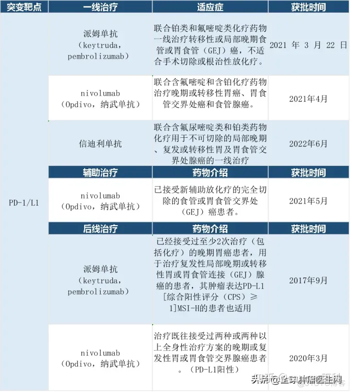 [转帖]胃癌已上市的靶向，免疫药物信息大全！（2023最新）_ci_03