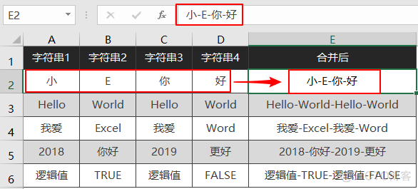 posgresql 俩列字符串拼接 excel两列字符串合并公式_快捷键_10