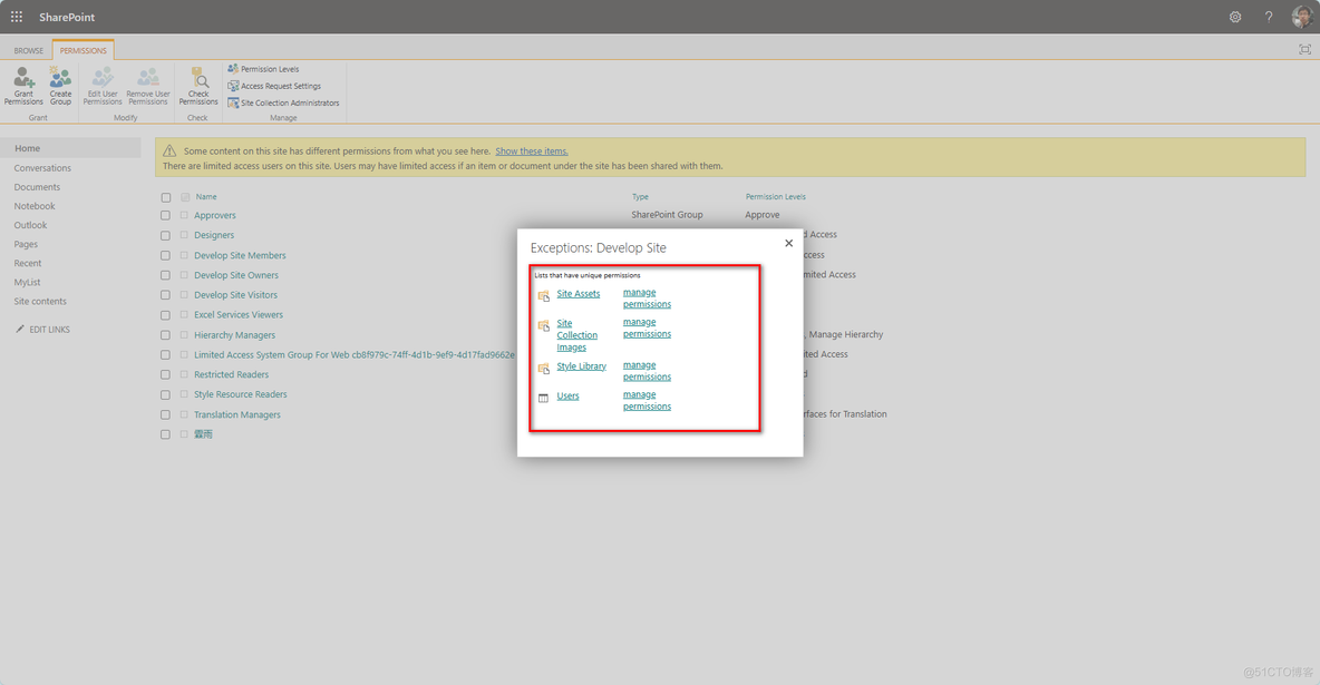 SharePoint Online 查看独立权限的项目_权限设置_04