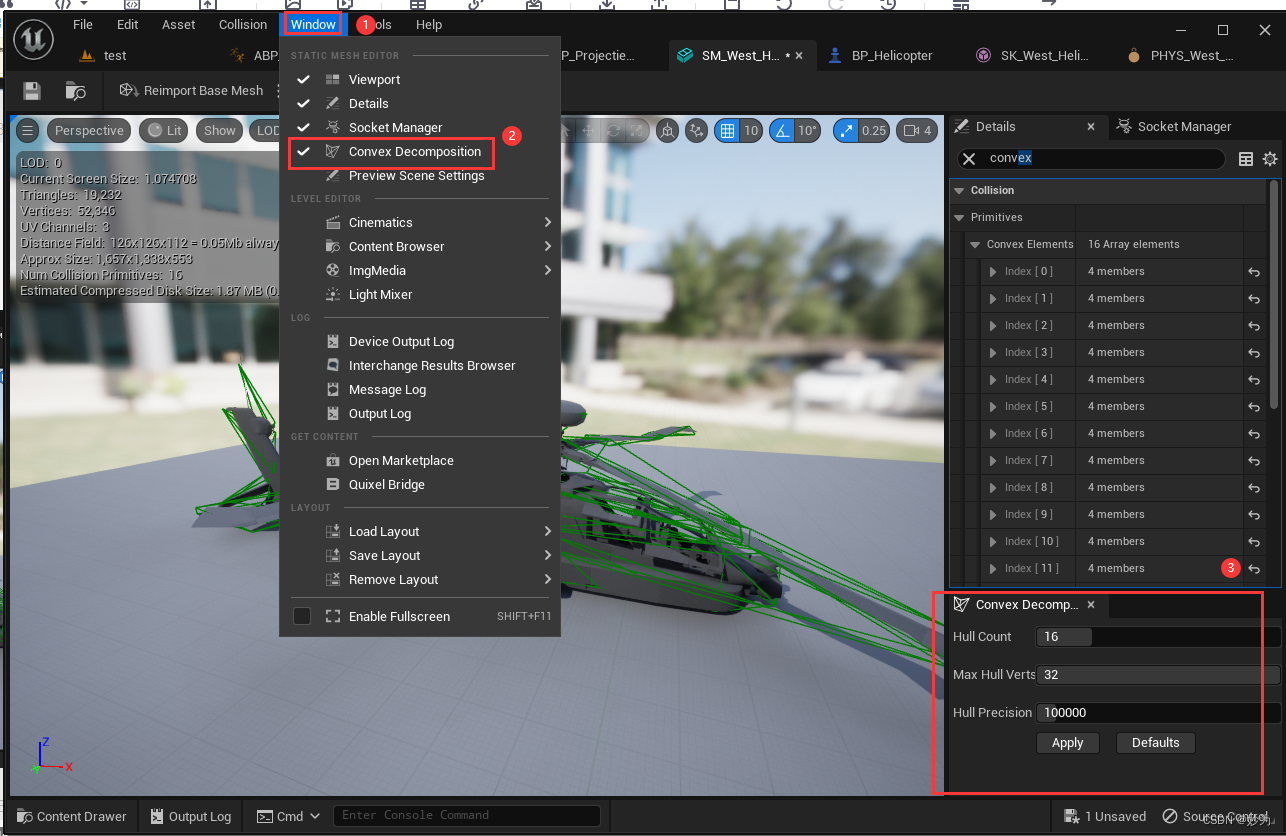 unreal engine5.1中设置convex decomposition凸包分解_decomposition_05