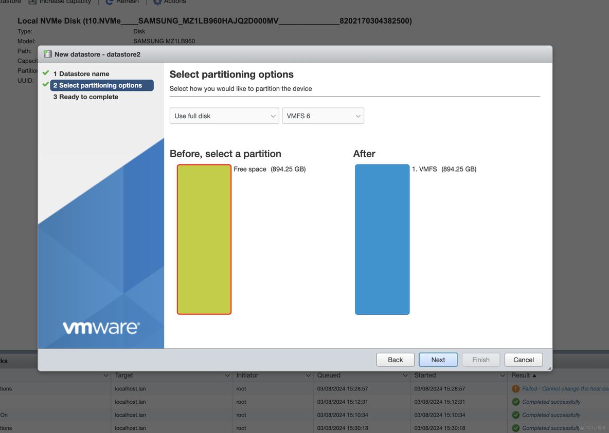 EXSI create datastore_linux_11