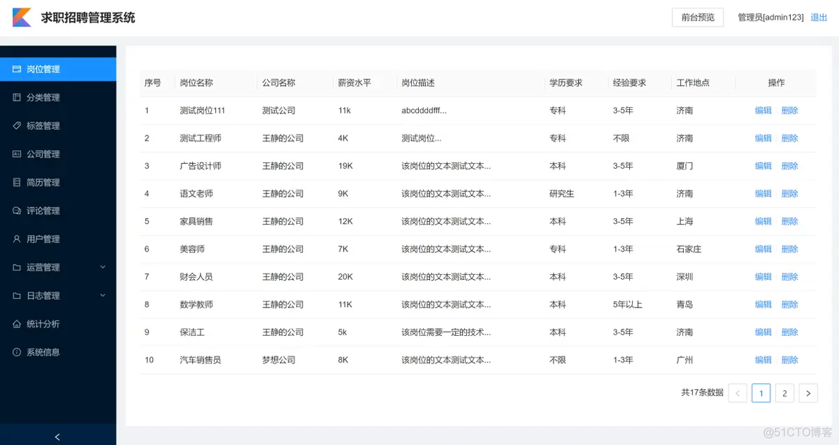 基于python+django的求职招聘网站-网上招聘管理系统_sql_02