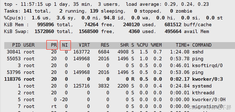 linux top mem单位 linux top nic_调度策略