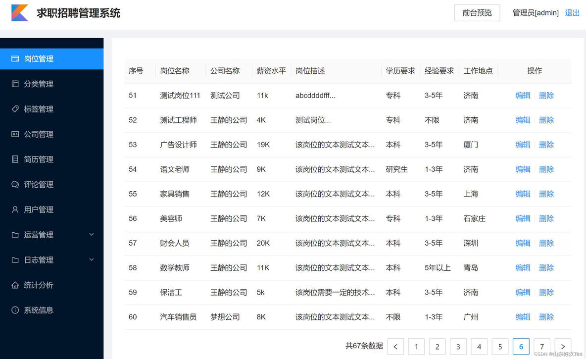 【课程设计/毕业设计】基于Java的求职招聘管理系统源码+文档_java_03