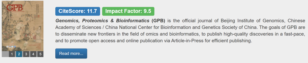 生物信息/微生物组期刊推荐：Genomics, Proteomics & Bioinformatics_Web_03