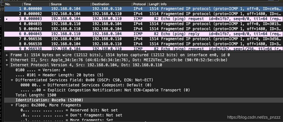 Wireshark怎么查看IP数据报的分片个数 利用wireshark分析ip数据报_首部_02