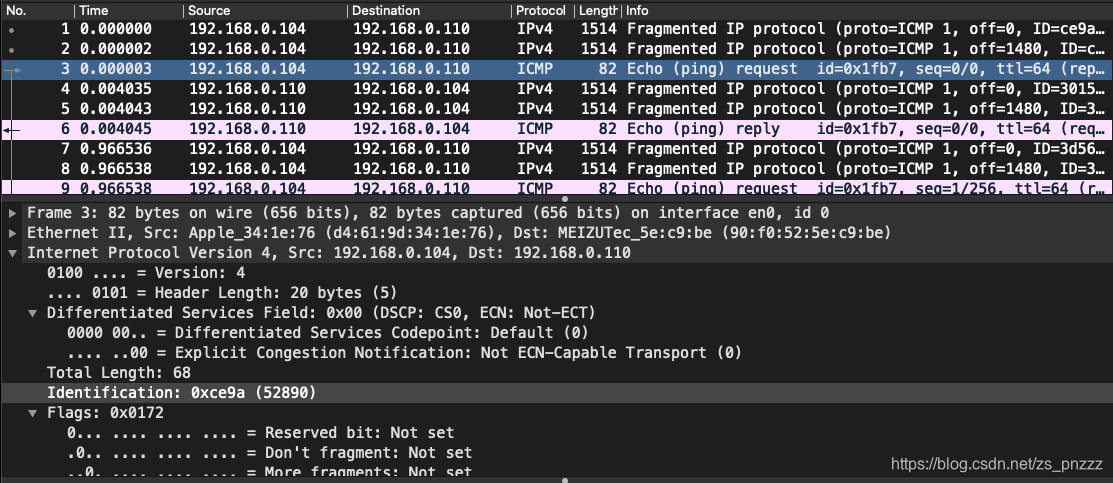 Wireshark怎么查看IP数据报的分片个数 利用wireshark分析ip数据报_IP_04