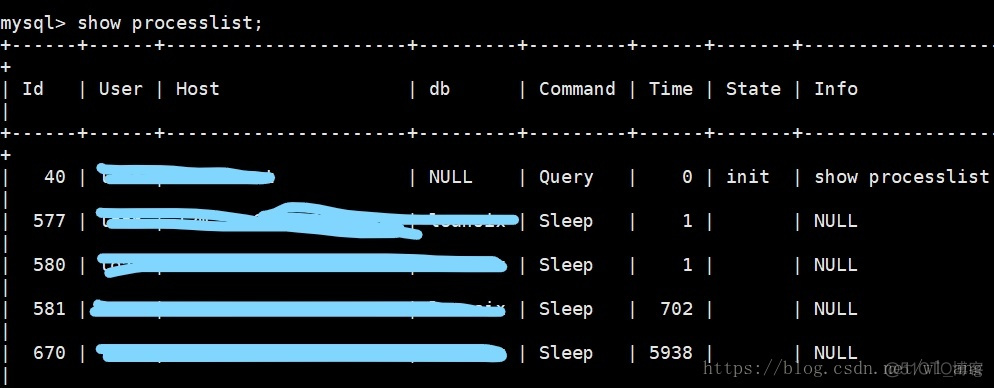 show processlist 有很多sleep的 show processlist time_服务器