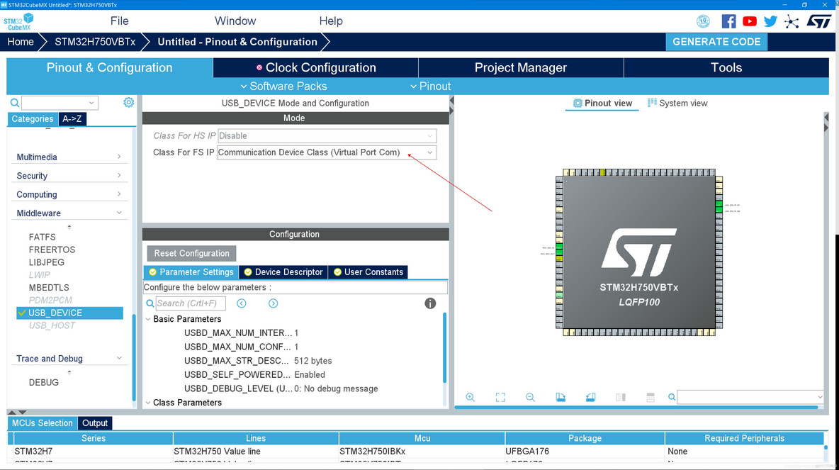 stm32cubeMX STM32H7配置USB U盘 stm32带usb_单片机_03