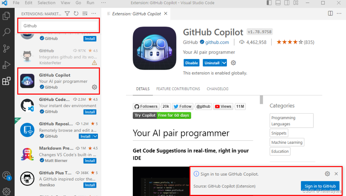 github copilot 本地部署 github copilot安装_vscode