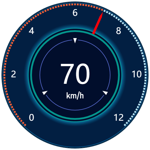 【Canvas与艺术】淡蓝辉光汽车速度仪表盘_canvas 汽车速度表