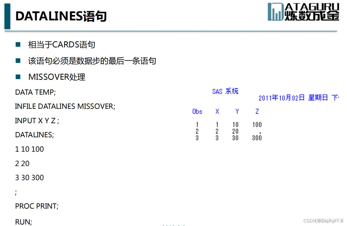 SAS 中的DATALINES sas data input_sas_25