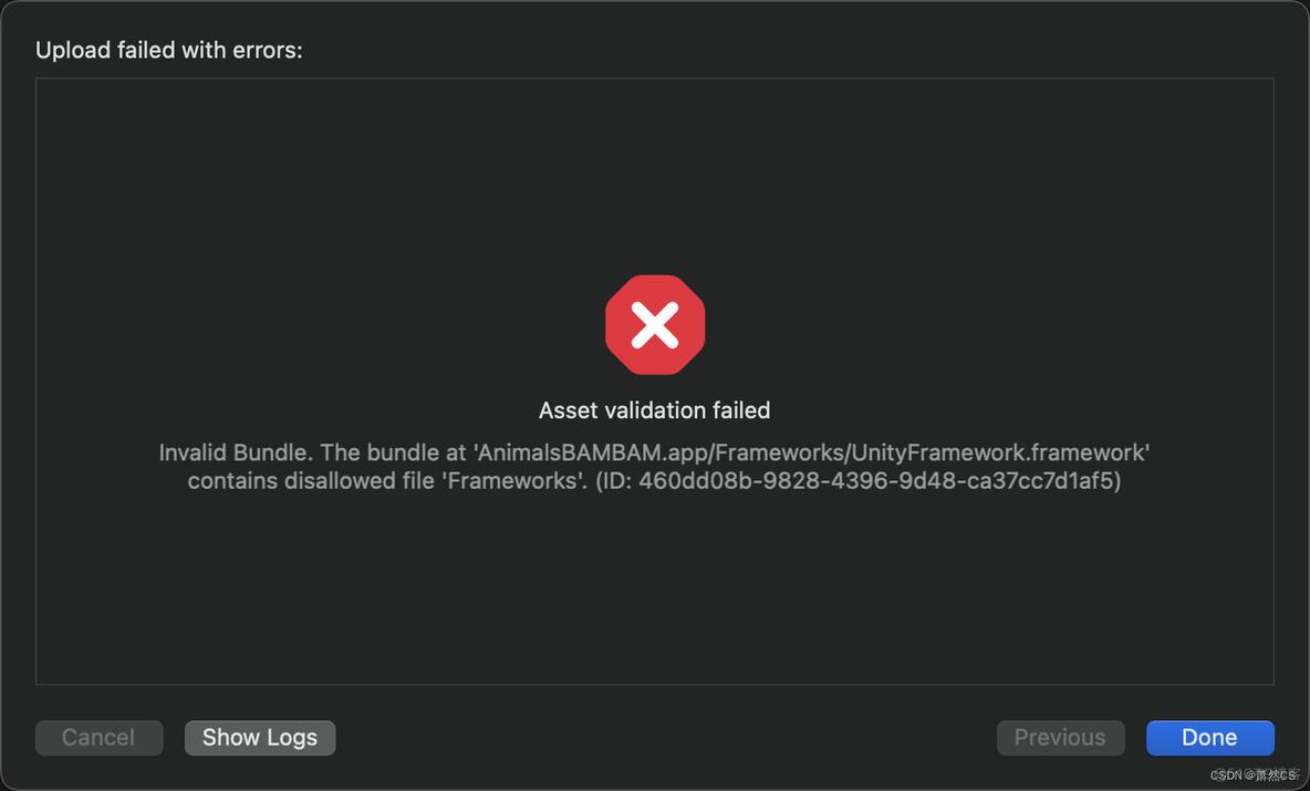 【Unity iOS打包】The bundle at ‘***.app/Frameworks/UnityFramework.framework‘ contains disallowed file ··_xcode
