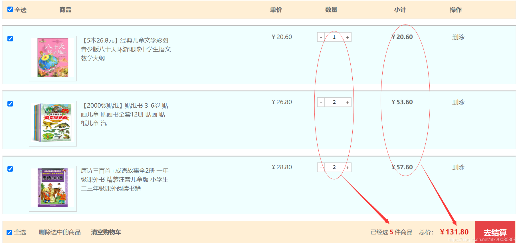 jQuery购物车添加功能 jquery实现购物车_赋值_02