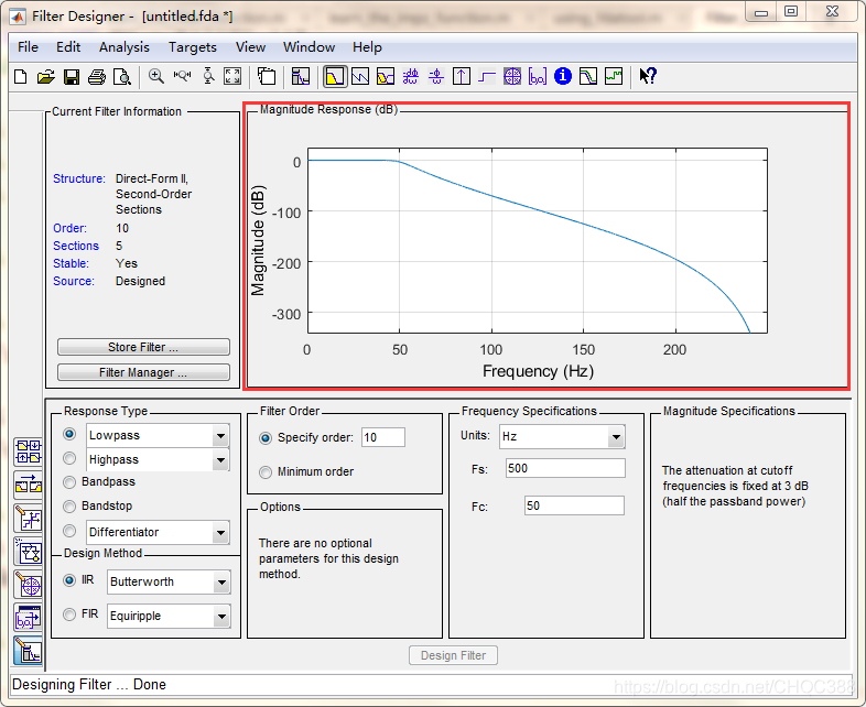 matlab Filter Designer输出滤波器代码 matlab滤波器设置_命令行_05