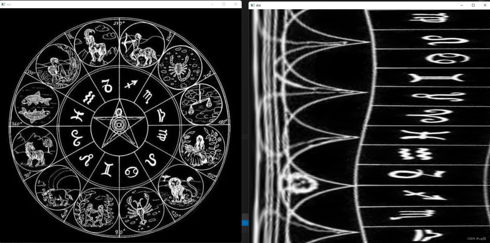 opencv极坐标展开 opencv 极坐标变换_算法_10