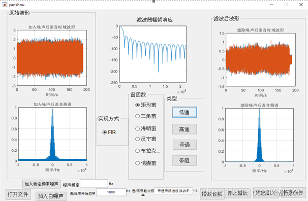 数字信号处理音频FIR去噪滤波器（基于MATLAB GUI的开发完整代码+报告+课设）,数字信号处理音频FIR去噪滤波器（基于MATLAB GUI的开发完整代码+报告+课设）_MATLAB_03,第3张