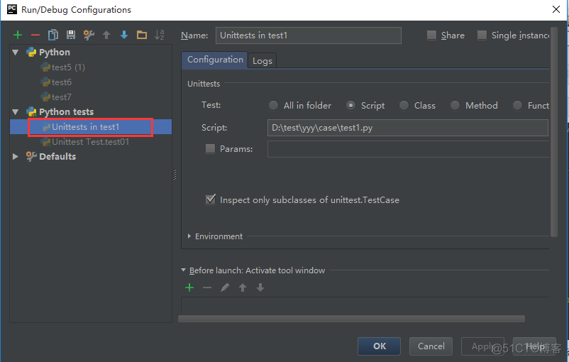 pycharm设置pytest运 pycharm unittest_pycharm设置pytest运_05