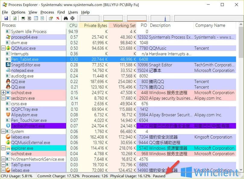 ProcessBuilder 管理员运行 processexplorer使用_任务管理器_04