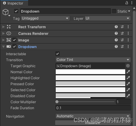 unity Dropdown怎么分辨是手动赋值还是代码赋值 unity的dropdown_unity入门_03