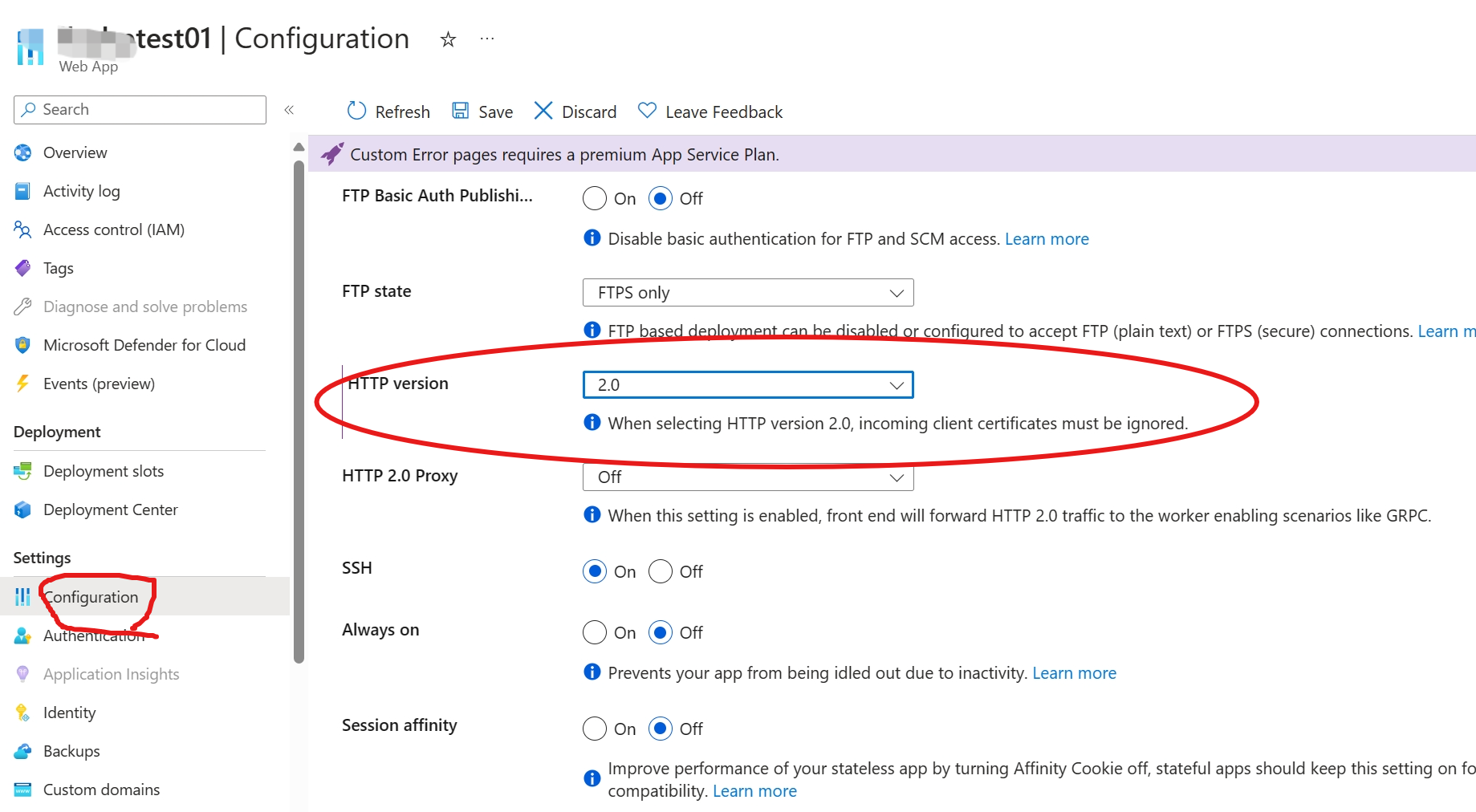 【Azure App Service】验证App Service接受HTTP 2.0请求_App