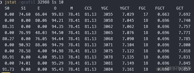 使用 jstat 命令查看内存使用，监控 Java 应用性能_JVM_03