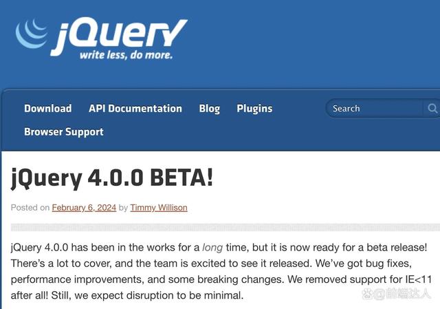 jQuery 4.0.0 Beta 老树发新芽_jQuery