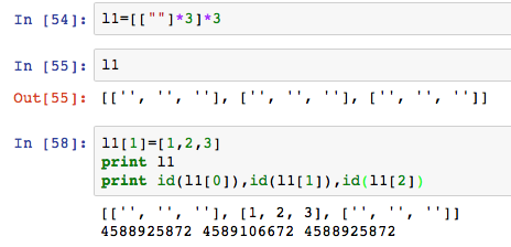 python定义空的二维list python二维空列表_内存地址_05