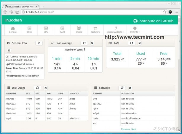 linux-dash用浏览器远程监控“Linux 服务器性能”_服务器_04