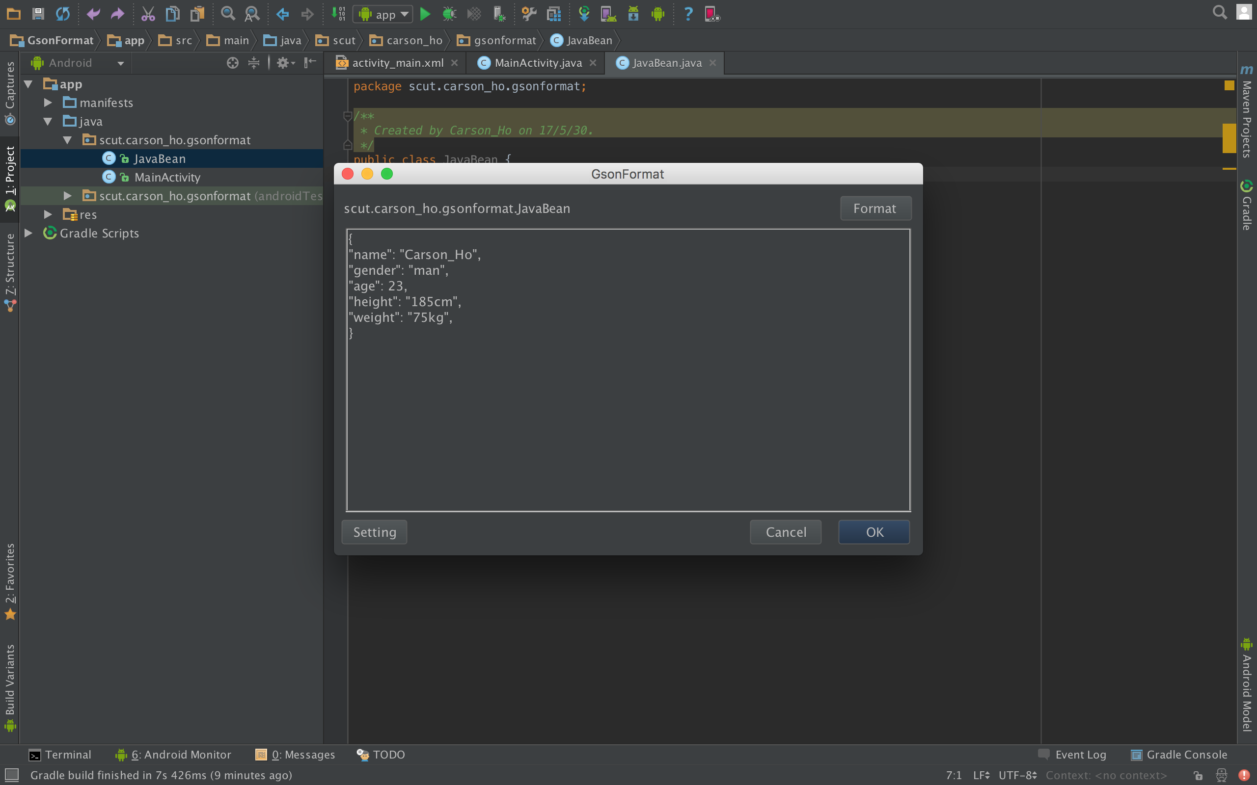 json生成一个pojo文件 java json生成java bean_android studio_09