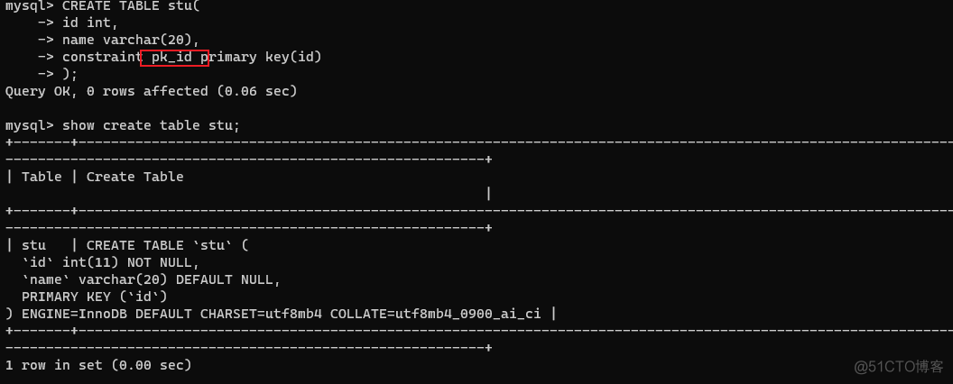 mysql给主键设置排序规则 mysql怎样设置主键_表名_04