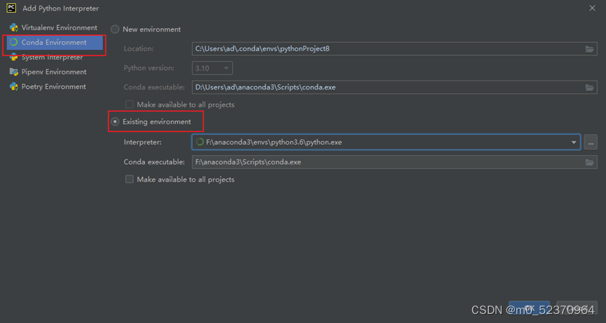 虚拟环境conda改变python版本 pycharm conda 虚拟环境_发行版_15