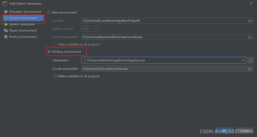 虚拟环境conda改变python版本 pycharm conda 虚拟环境_Python_15