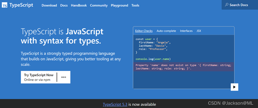 typescript 安装及环境配置详细 typescript最新版本,typescript 安装及环境配置详细 typescript最新版本_javascript,第1张