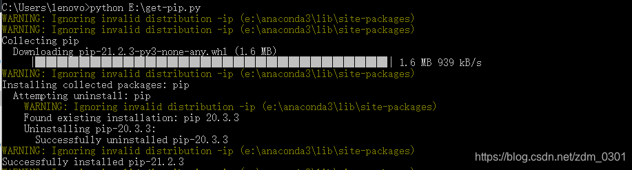 Anaconda安装的python环境中“No module named pip” 和 “ ‘pip‘ is a package and cannot be directly executed”问题_python