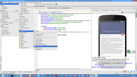 Android CoordinatorLayout添加子布局 安卓coordinatorlayout_java