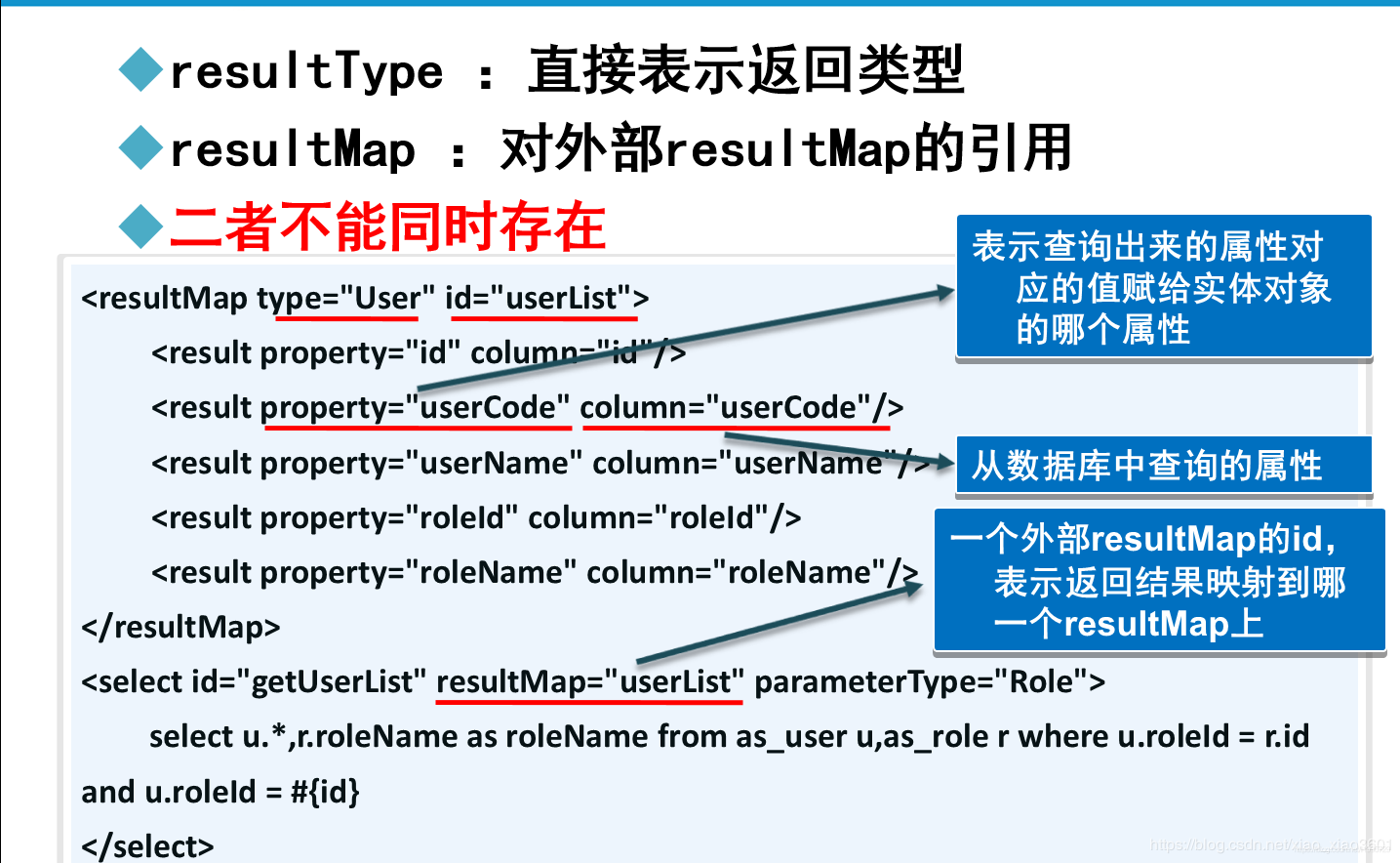 mybatis ResultSetHandler 和 ResultHandler的区别 mybatis中resulttype和resultmap区别_用户信息