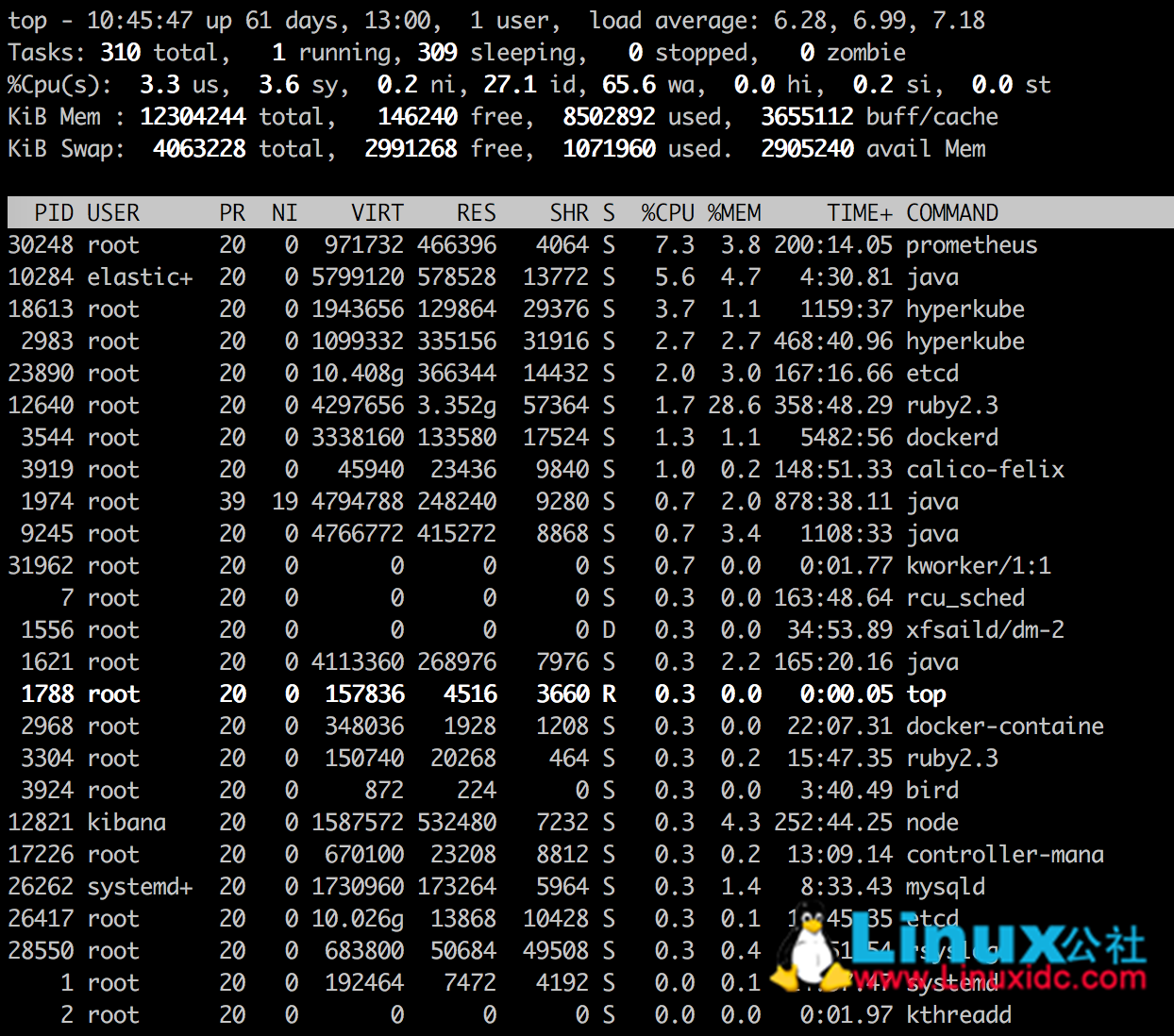 linux top RES命令参数详解_物理内存_02